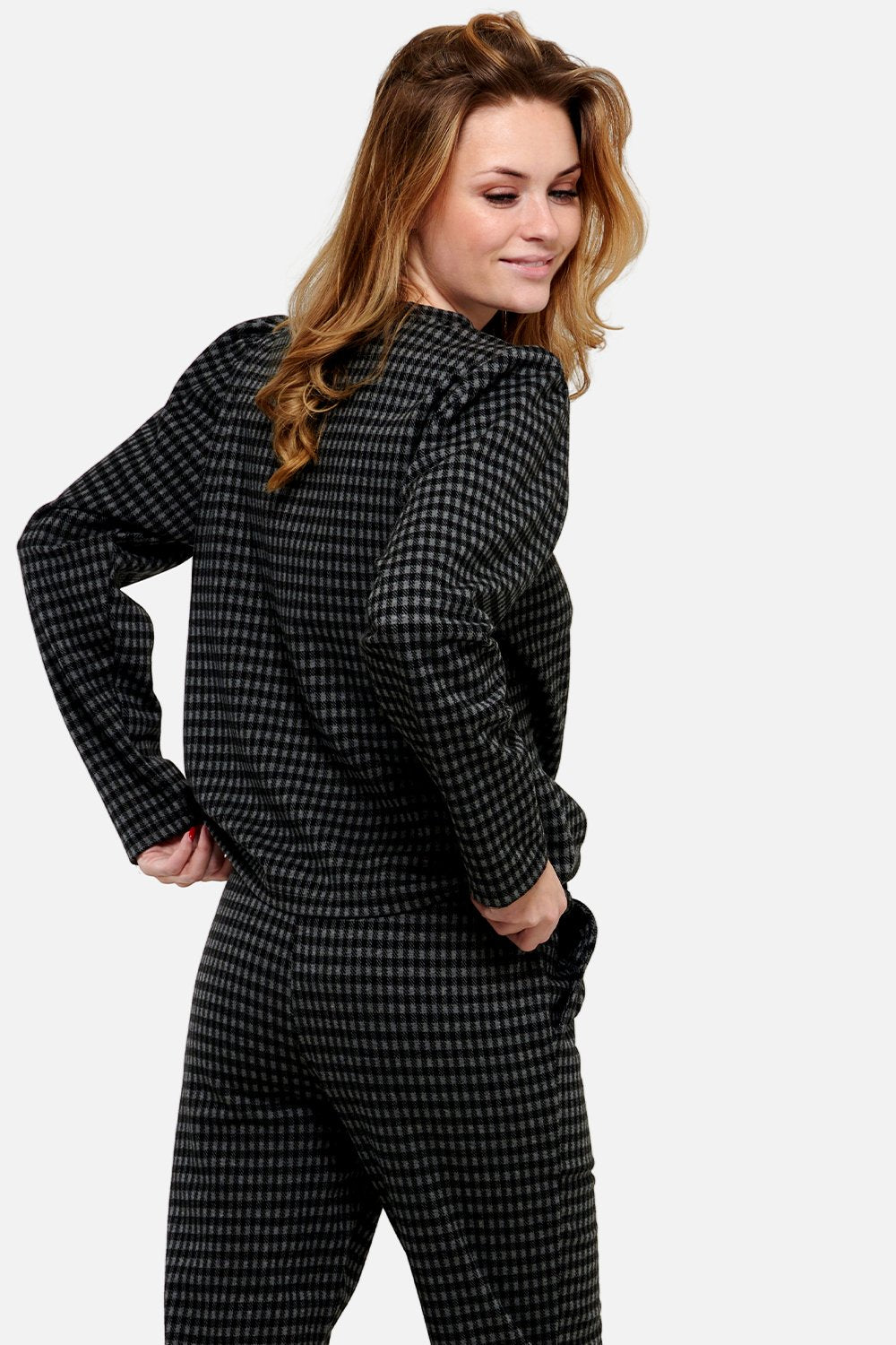 Flow Sweatshirt Rayon Dunkelgrau Karos
