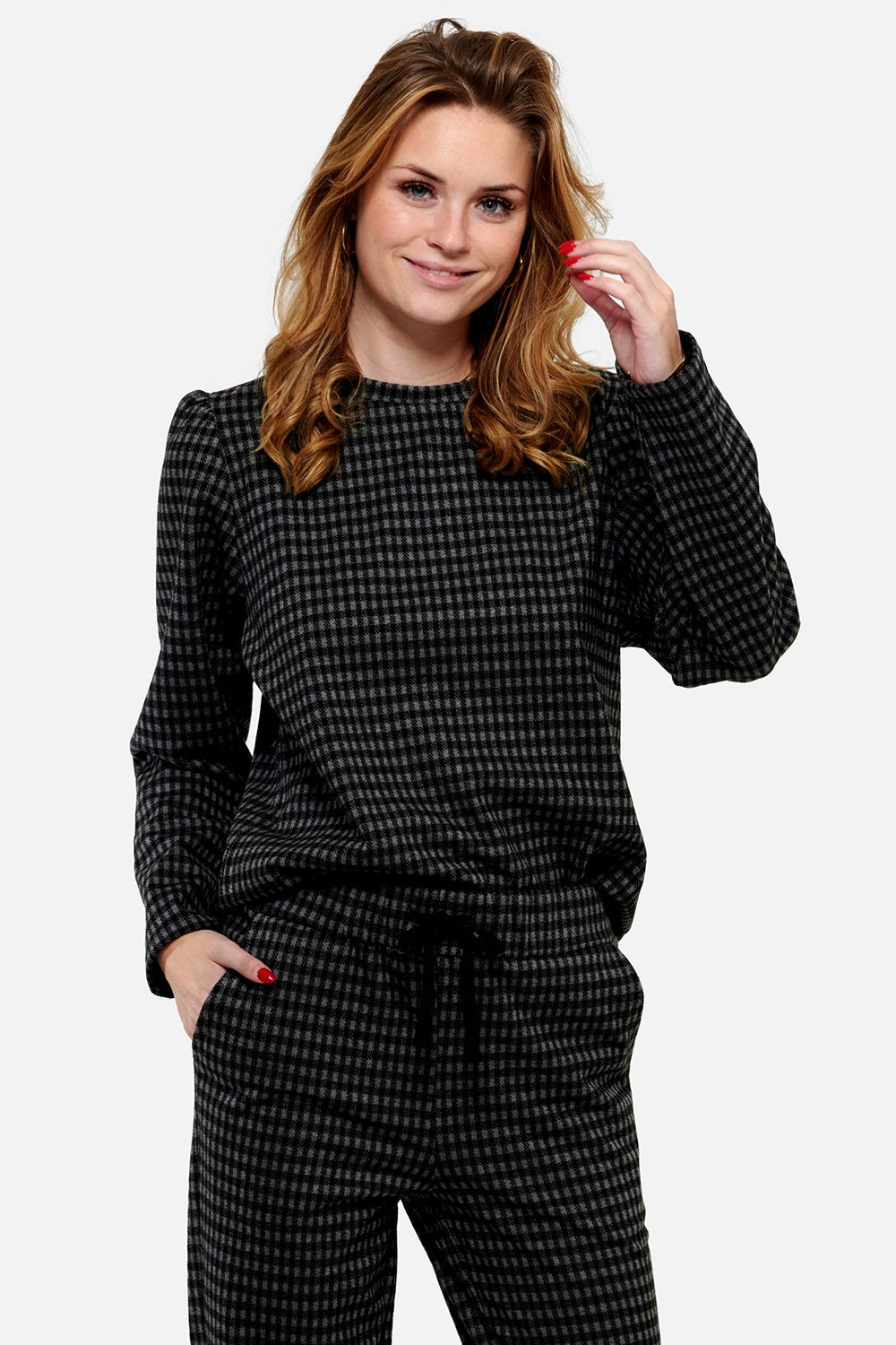 Flow Sweatshirt Rayon Dunkelgrau Karos