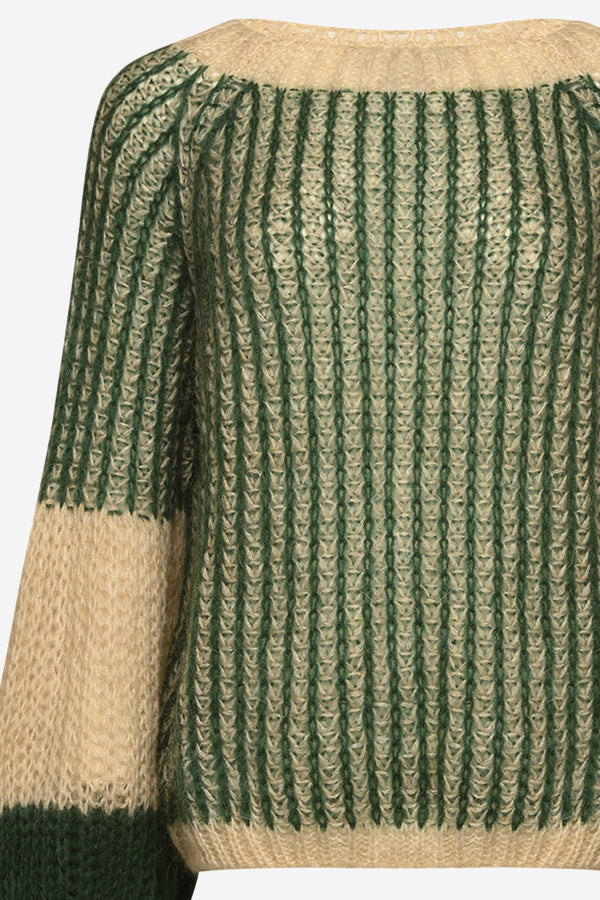 Liana Strickpullover Beige/Flaschengrün